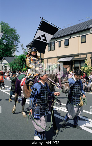 Giappone, Kanagawa, Odawara, Giapponese Warriors processione Festival Foto Stock