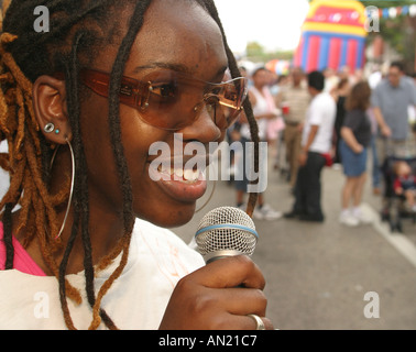 Miami Florida,Little Havana,Cuba,Cuba,immigrazione,minoranza immigranti etnici latini ispanici,Calle Ocho Festival,festival,celebratio Foto Stock