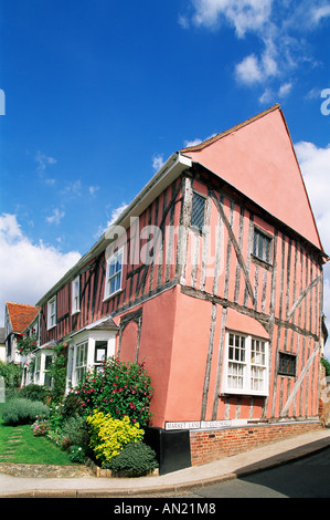 Inghilterra, Constable Country, Suffolk, Lavenham, case con travi di legno Foto Stock