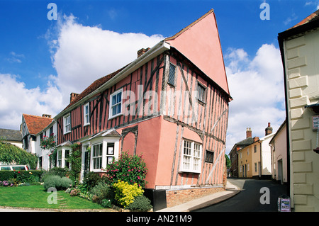 Inghilterra, Constable Country, Suffolk, Lavenham, case con travi di legno Foto Stock