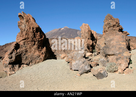 Kanaren Teneriffa Nationalpark de Las Canadas del Teide Blick auf den Pico del Teide von den Minas de san Jose aus Foto Stock