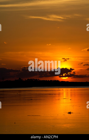 Colorato tramonto sul fiume di Darien nelle zone costiere Georgia orientamento verticale Foto Stock