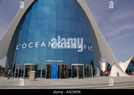 Ingresso al L'Oceanografic, Acquario, la Città delle arti e della scienza, la città di Valencia Foto Stock