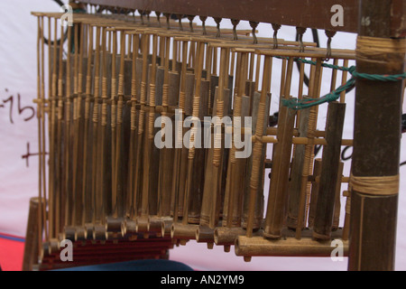 Angklung un tradizionale del sud est asiatico strumento musicale realizzato da tubi di bambù Foto Stock