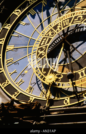 Dettaglio dell'Orologio Astronomico di Praga del Municipio, Praga, Repubblica Ceca Foto Stock