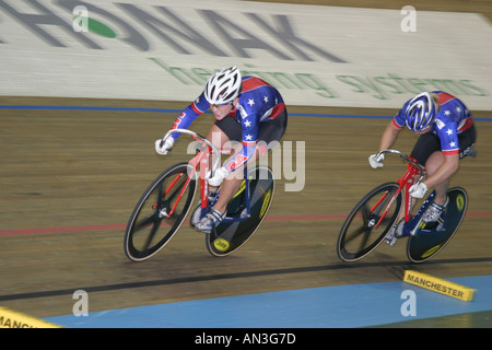 Stati Uniti d'America lady s olympic sprint team Manchester ciclismo su pista di Coppa del mondo il 9 aprile 2004 Foto Stock