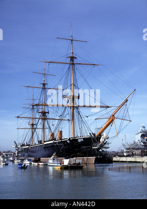 Portsmouth Historic Dockyard HMS Warrior il più grande più veloce e potente nave da guerra a galla quando ella fu costruito nel 1860 Foto Stock