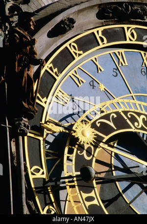 Dettaglio dell'Orologio Astronomico di Praga del Municipio, Praga, Repubblica Ceca Foto Stock