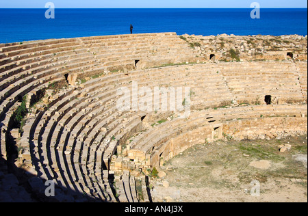 Anfiteatro Romano, Leptis Magna, Libia Foto Stock