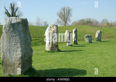 Pietre permanente ad Avebury uno deuropa preistorici più grandi circoli di pietra Foto Stock