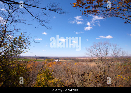 Wisconsin terreni agricoli nella contea di Dodge visto dalla Scarpata del Niagara Foto Stock