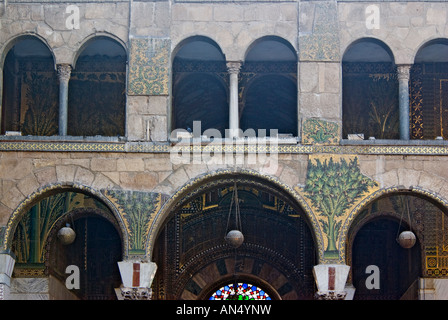 Dettaglio dei mosaici, West porticato, la Grande Moschea di Damasco Foto Stock