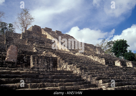 La struttura II, la Grande Piramide presso le rovine maya di Calakmul, Campeche, Messico Foto Stock