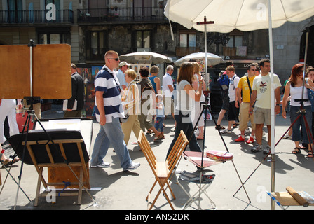 Dipinti e stampe in Vendita in Las Ramblas Barcellona Spagna Foto Stock