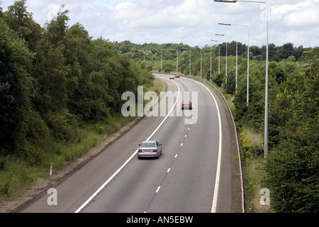 Il traffico di lasciare l'autostrada M6 su una strada di slittamento Foto Stock