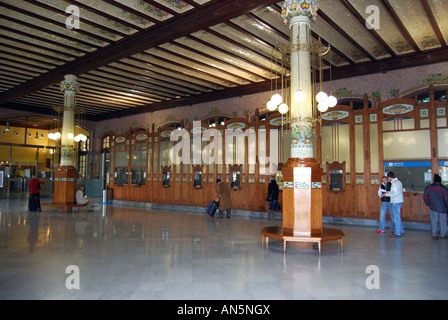 La art nouveau hall ticket, Estacion del Nord, Valencia, Costa del Azahar, provincia di Valencia, Spagna Foto Stock