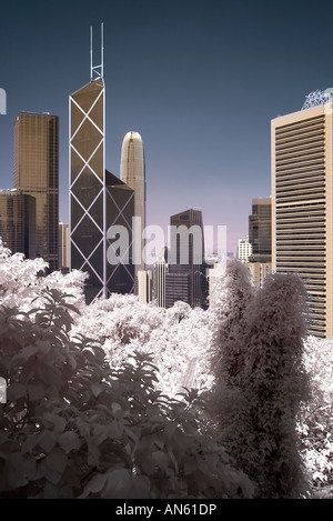 Digital Infrared Fotografia della città di Hong Kong scena Banca di Cina e il distretto centrale Foto Stock