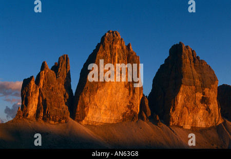 I tre Zinnen, Dolomiten, Italia Foto Stock