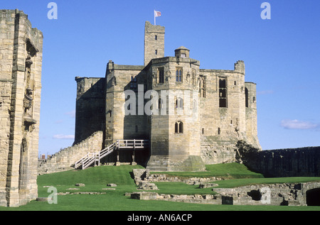 Il castello di Warkworth Northumberland Foto Stock