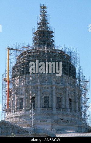 Ponteggio su City Hall di San Francisco 1998 California USA Foto Stock