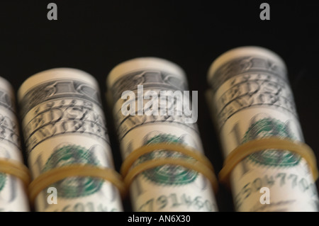 Rotoli di US dollar note Foto Stock