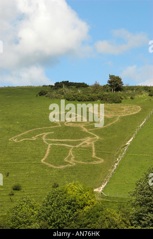 Homer Simpson su una collina di Dorset (dove la Cerne Abbas Giant carving risiede). Foto Stock