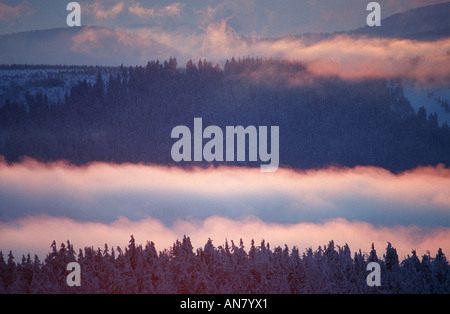 Atmosfera mattutina sul Brocken, Germania Foto Stock