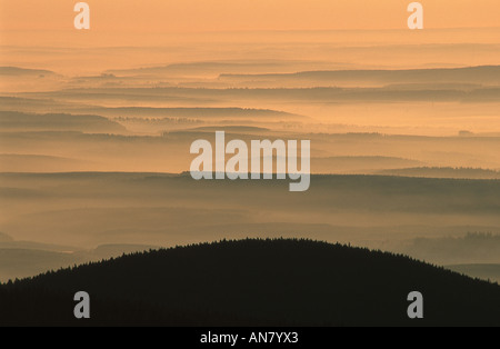 Atmosfera mattutina sul Brocken, Germania Foto Stock