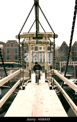 Amsterdam Paesi Bassi Olanda Winter Snow Ice Foto Stock