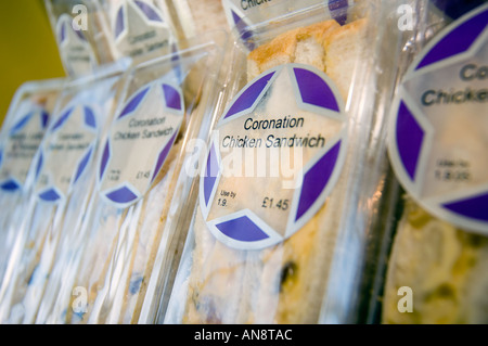 Visualizzazione dei panini preconfezionati in un supermercato Foto Stock