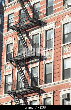 Via di Fuga in caso di incendi nella città di New York Manhattan Foto Stock