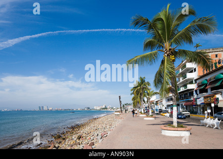 Il Malecon, Città Vecchia, da Puerto Vallarta, Jalisco, Messico Foto Stock