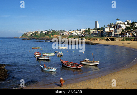 Barche da pesca Salvador Brasile Foto Stock