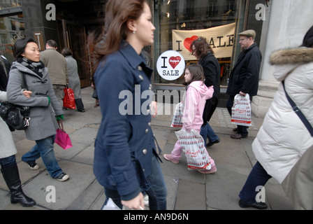 Natale 2007 West End sales London Regent Street Foto Stock