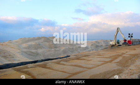 Dicco di costruzione per amplificare la costa, Paesi Bassi, Noordwijk Foto Stock