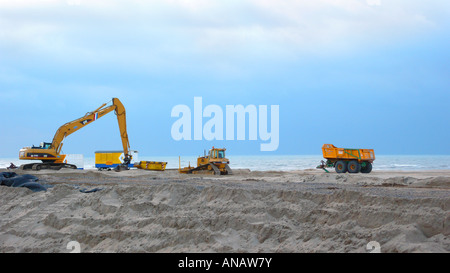 Dicco di costruzione per amplificare la costa, Paesi Bassi, Noordwijk Foto Stock