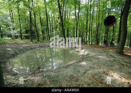 Musicista e artista concettuale Jem Finer un membro fondatore di The Pogues realizzato un premiato ibrido strumento di acqua in un legno Foto Stock