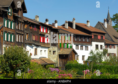 Lo storico villaggio svizzero di Werdenberg, Rheintal CH Foto Stock