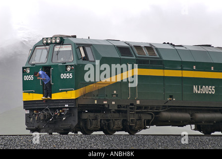 Lo Skytrain Provincia di Qinghai Xizang stazione più alta del mondo percorso treno altopiano Tibetano Tibet Cina Foto Stock