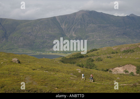 Liathach dal Ben Damh in Torridon area della Scozia Foto Stock