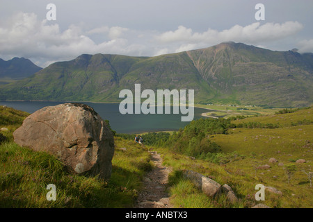 Liathach dal Ben Damh in Torridon area della Scozia Foto Stock