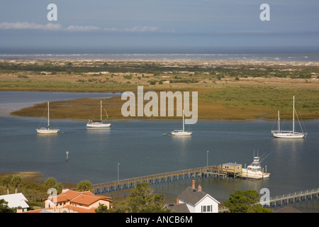 Vista dalla cima della storica St Augustine faro e il museo di Sant'Agostino Florida Foto Stock