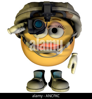 Esercito con smiley lotta casco Foto Stock