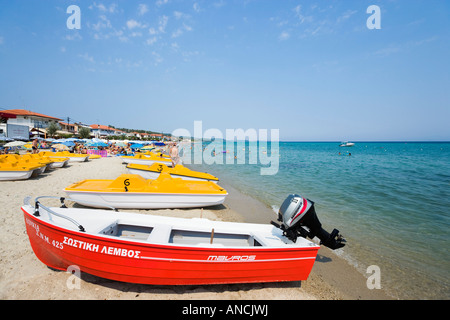 Spiaggia, Polichrono, penisola Kassandra di Halkidiki, Grecia Foto Stock