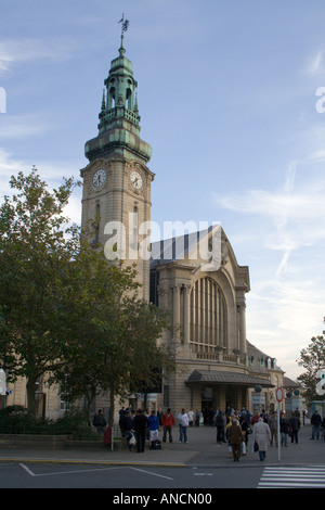 Gare Centrale, Lussemburgo City central railway station building vista laterale, Granducato del Lussemburgo Foto Stock