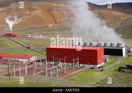 Krafla Centrale geotermica Islanda Foto Stock