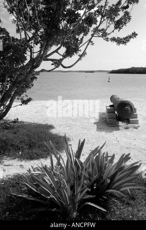 Un vecchio canonico in è in mostra presso la John Pennecamp barriera corallina del Parco Statale di Key Largo Florida USA Foto Stock