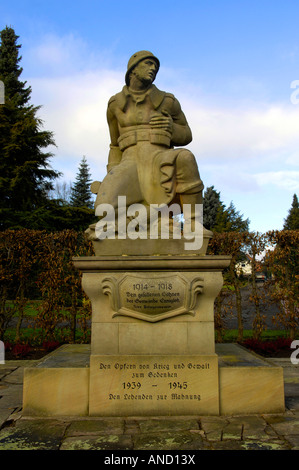 Soldato tedesco della Wehrmacht pietra infanntryman guerra mondiale due memorial uomo caduto Deutsch maschio patrimonio di storia editoriale morente blu Foto Stock