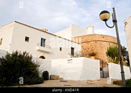 Torre della chiesa di Santa Eulaia, Ibiza, dating 16. Secolo Foto Stock