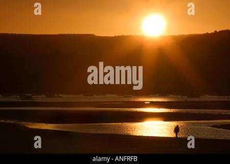 Tramonto sul fiume Exe, Exmouth, Devon, Inghilterra. Foto Stock